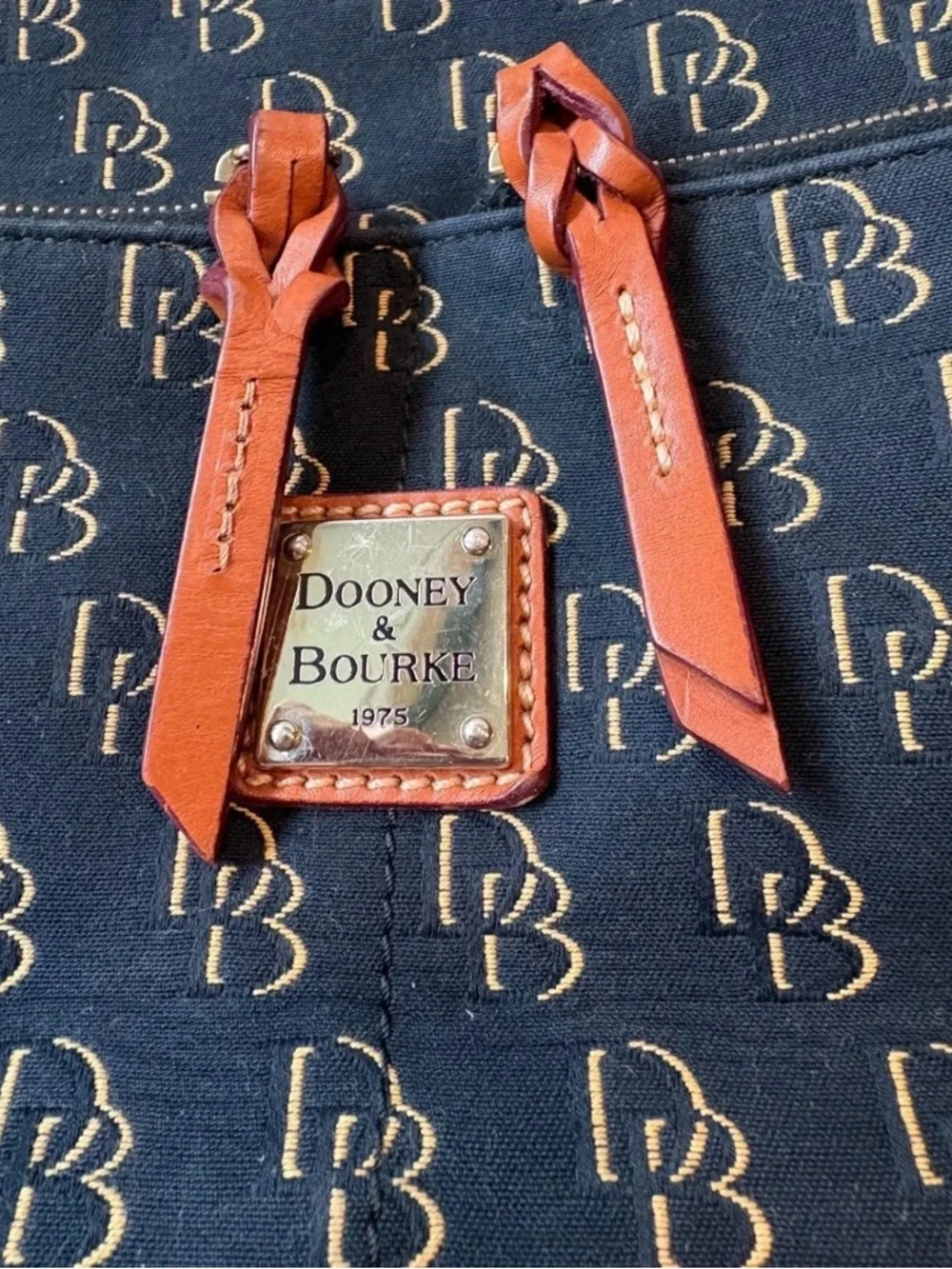 Vintage Dooney & Bourke Signature Canvas Hobo Bag | Black & Tan - Picture 11 of 11